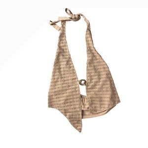 Y2K Halter Top Women's Textured Open Front Ring‎ Detail Party Sexy Blouse Earthy